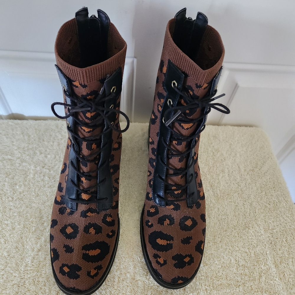 Cole Haan Leopard Lace-Up Boots